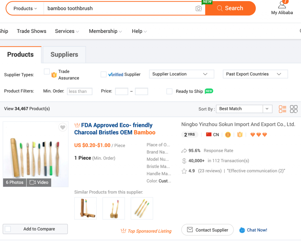 Use Alibaba to search for manufacturers