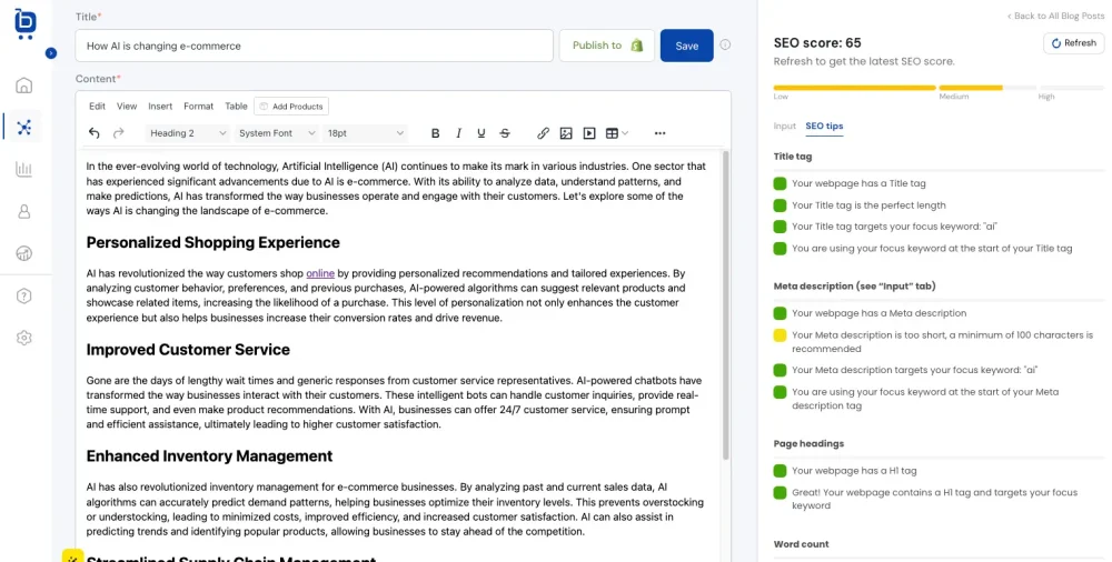 Screenshot of SEO Blogging AI with Boardroom